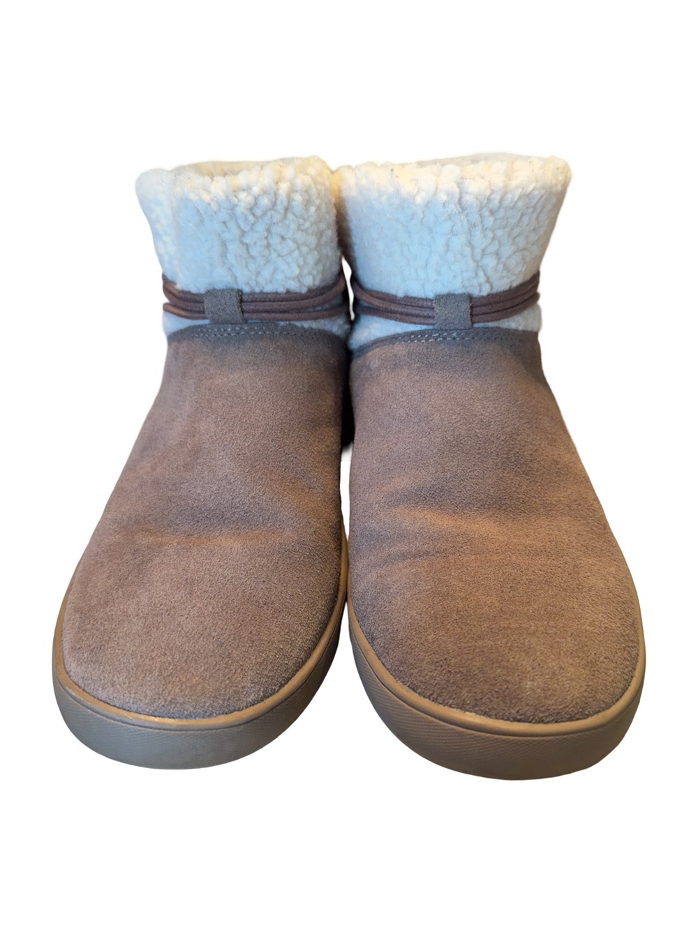Koolaburra By Ugg Soft Suede Faux-Shearling Ankle Boots - Brown/Cream Size 9